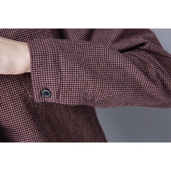 Cotton Plaid Long Sleeved Shirt for Women Spring and Autumn Medium To Long Standing Collar Plus Size Shirt