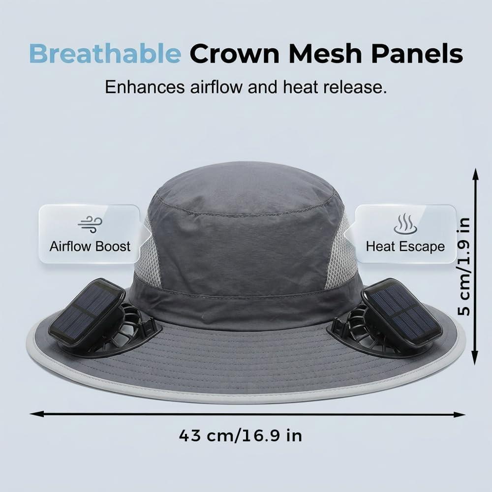 Ultralight Solar Fan Sun Hat, 2026 New Wide Brim Outdoor Fishing Hat, Outdoor Cooling Sun Hat Men Women