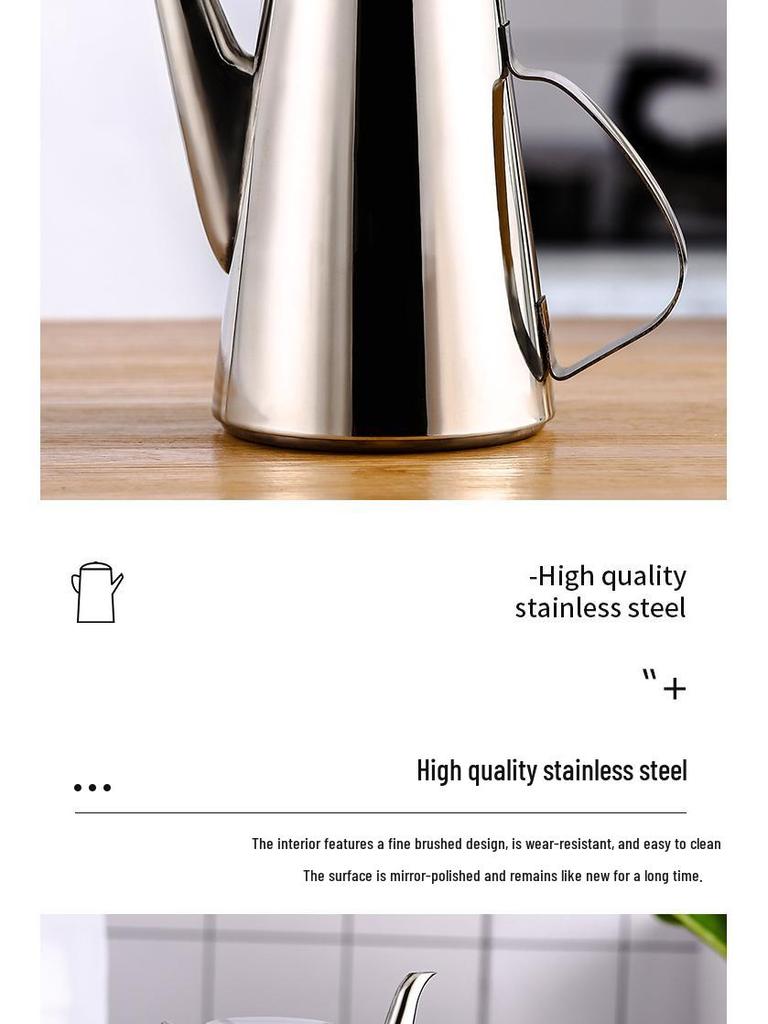 Thickened Stainless Steel Long Spout Teapot with Flat Lid, Large Capacity for Cold Water, Soup, or Juice.