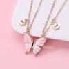Cartoon Butterfly BFF Necklace Set with Alloy, Drip Oil, Magnet, & Stone Details – Perfect for Kids
