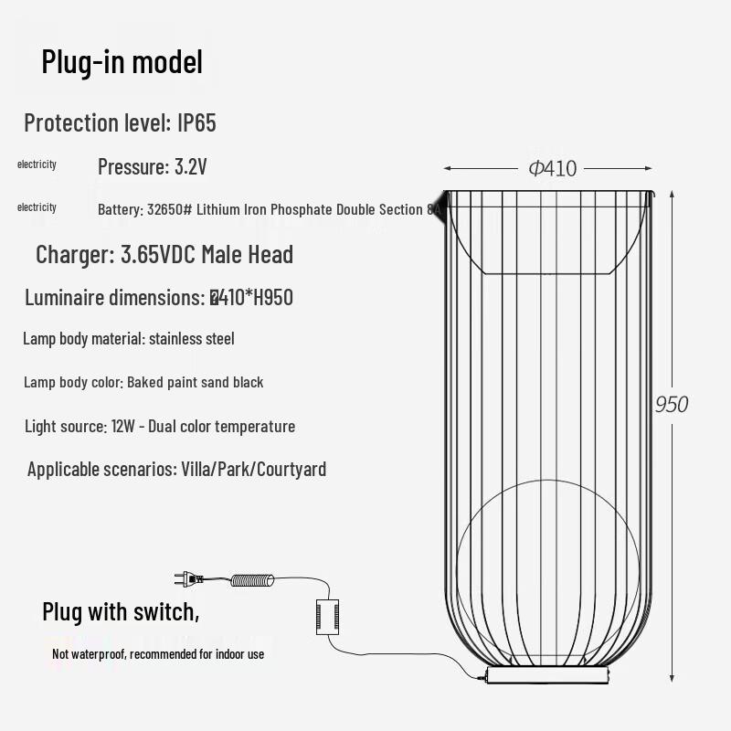Outdoor Solar Powered Stainless Steel Lawn Light
