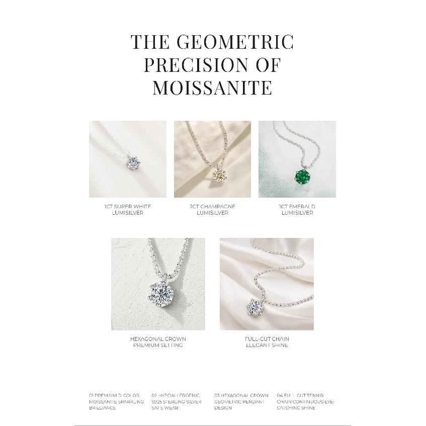 Women's S925 Sterling Silver Sparkling Cauliflower Moissanite Necklace Six-Prong Minimalist Luxury Fashion Clavicle Chain