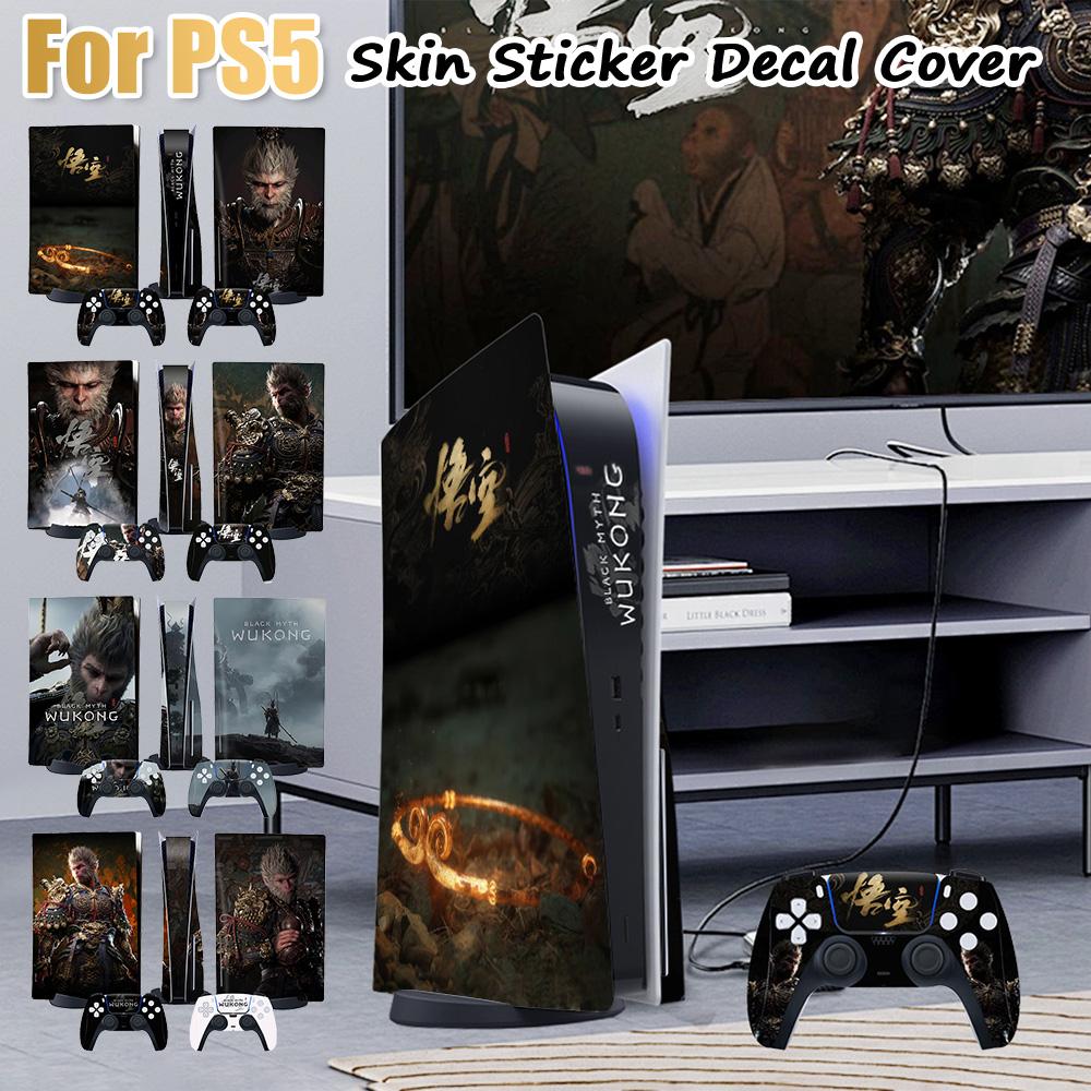Black Myth Wukong Vinyl Cool Decal Cover Anti-Scratch Protector Decal Cover Dustproof for PS5 Disc Digital Console & Controllers