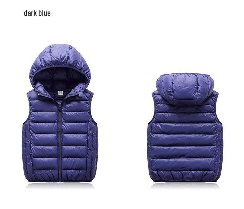 Kids' Korean-Style Hooded Down Cotton Vest for Autumn/Winter