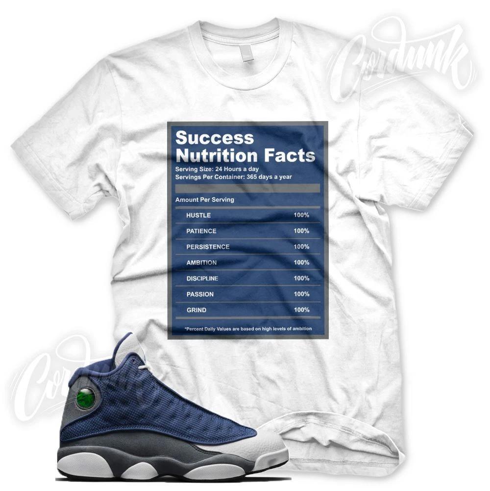 SUCCESS FACTS Sneaker T Shirt for J1 Retro 13 Flint Navy White French Blue S