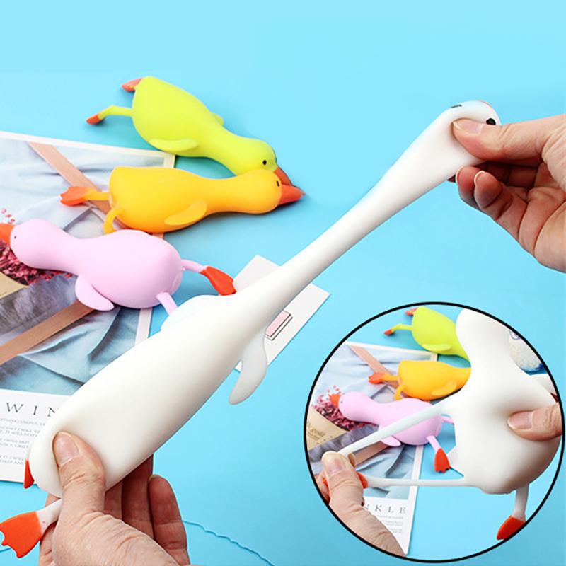 1Pc Duck Shape Toy Bounce And Decompression Big White Goose Cartoon Shape Pressure Relief Duck Lala Duck