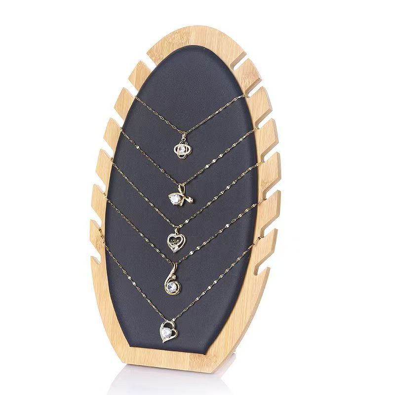 

Elegant Bamboo Wood Jewelry Display Stand Detachable Multiple Pendant Necklace Bracelet Long Chain Storage Holder Showcase Props чёрный