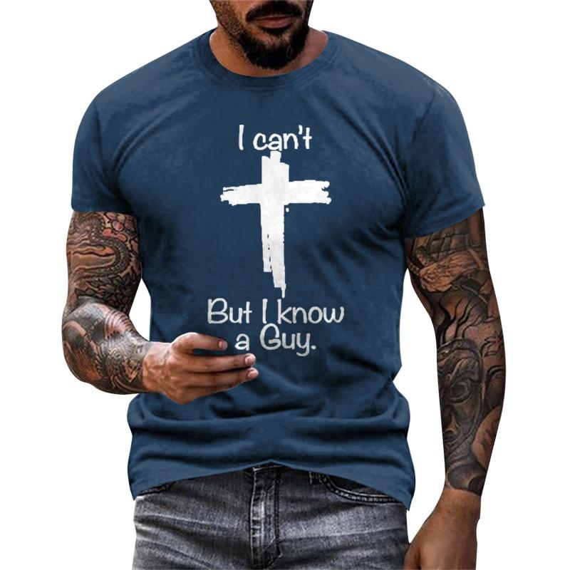 Letní pánské tričko s 3D potiskem písmen, s kulatým výstřihem a krátkým rukávem