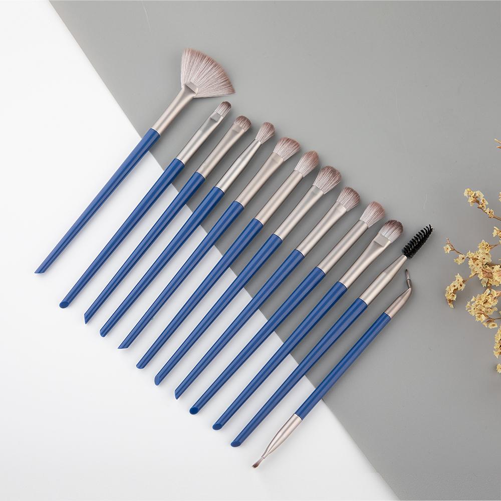 12PCS Eyeshadow Makeup Brushes Blending Eyebrow Brush Eyeliner Brush Wool Hair Small Fan Brush Cosmetic Tool