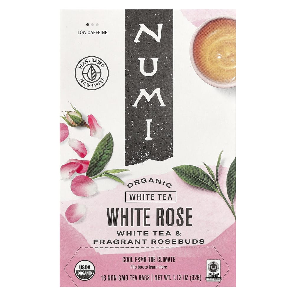 Numi Organic Tea White Rose White Tea, 16 Tea Bags, 32g (1.13oz)