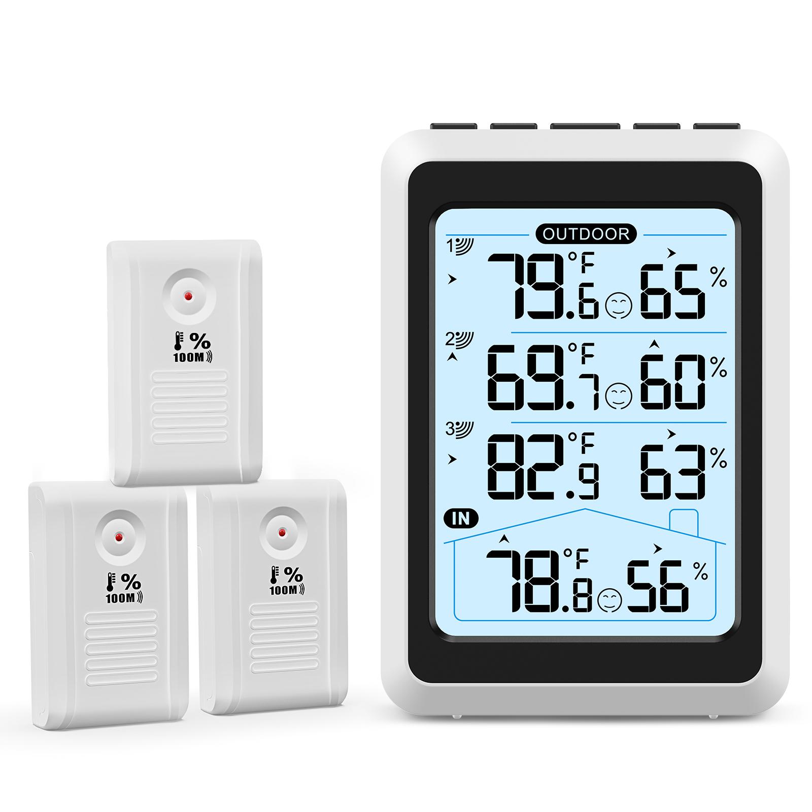 

ORIA Wireless Indoor Hygrometer Digital Thermometer Temperature and Humidity Gauge Monitor with 3 Sensor for Home Office Bedroom