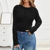 Women's Fashion Solid Color Round Neck Knitted Pullover Long Sleeve Sweater