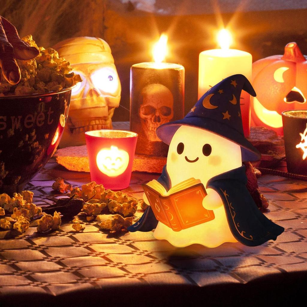 Ghost MagicWizard Night Reading Light Cute Halloween Ghost Night Light LED Lighting Decorations Scary Reading Book Lamp
