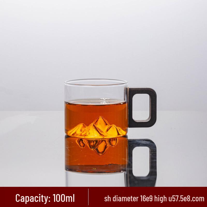 Mountain View Japanese-Style High Borosilicate Glass Tea Cup with Handle