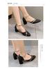2024 Spring Korean-Style Women's Thick Heel Pointed Toe Buckle Sandals