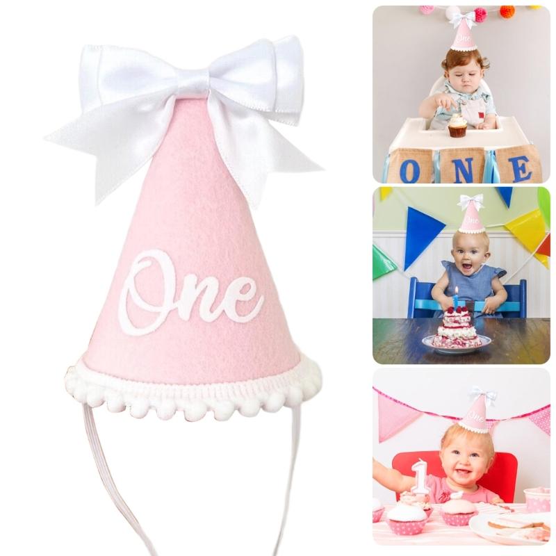 Infant Fabric Birthday Hat Festival Celebration Headwear Caps with Lovely Bowknot Detailing for Toddler