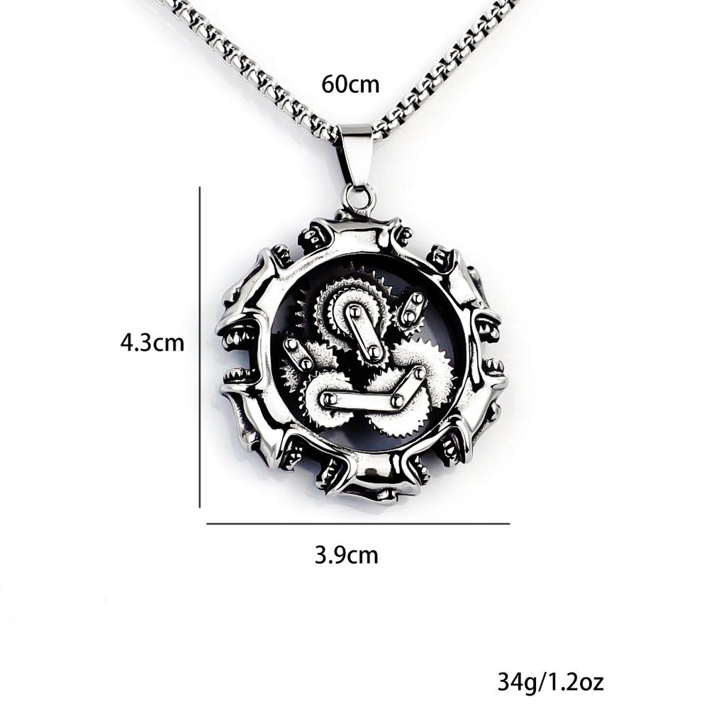 Necklace Retro Mechanical Gear Skull Men's Pendant