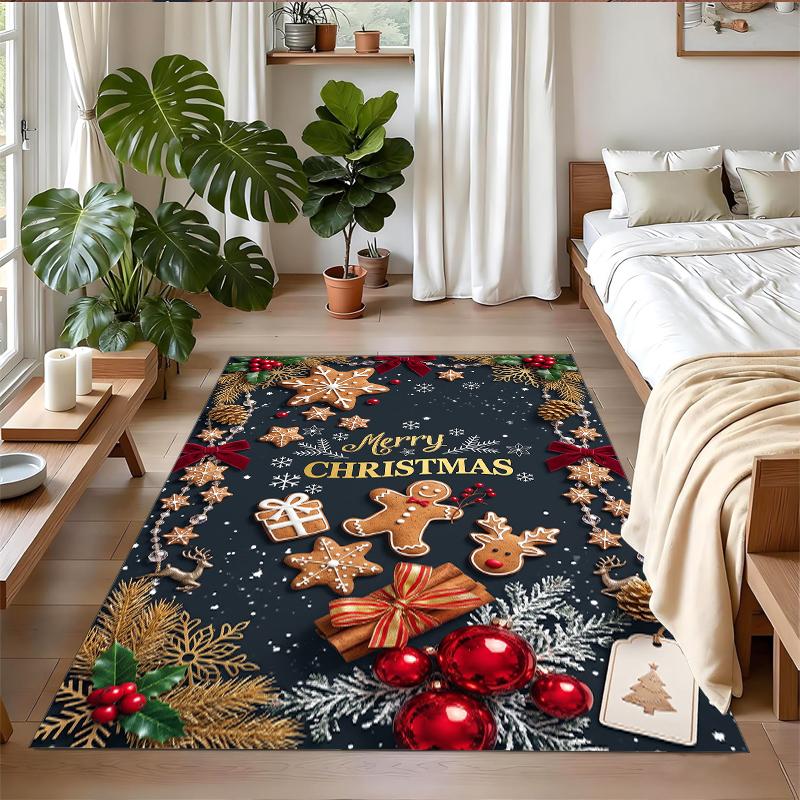 Tappeto Quadrato Stampato Natalizio Morbido Antiscivolo per Camera da Letto Regalo di Festa