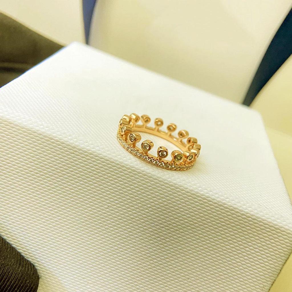 V Gold Dewdrop Ring: Women's 18K Rose Gold with Luxury Hollow Design and Full Diamonds, Non-Fading