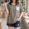 ZANZEA Women Plaid Print Casual Round Neck Loose Short Sleeve Blouse