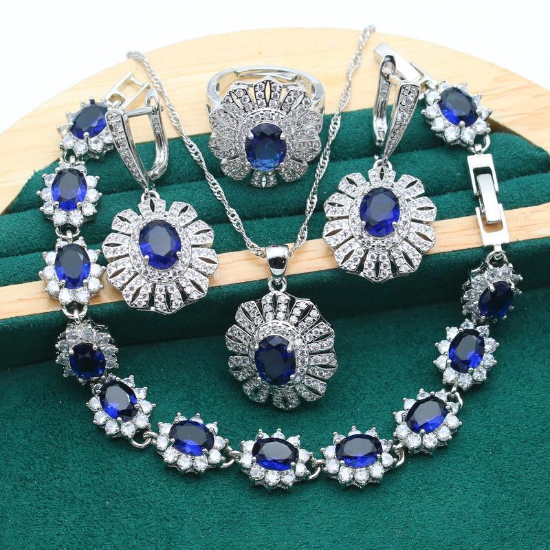 Ювелирные изделия Циркон Браслет Ожерелье Серьги Открытое Кольцо Комплект Ювелирных Изделий