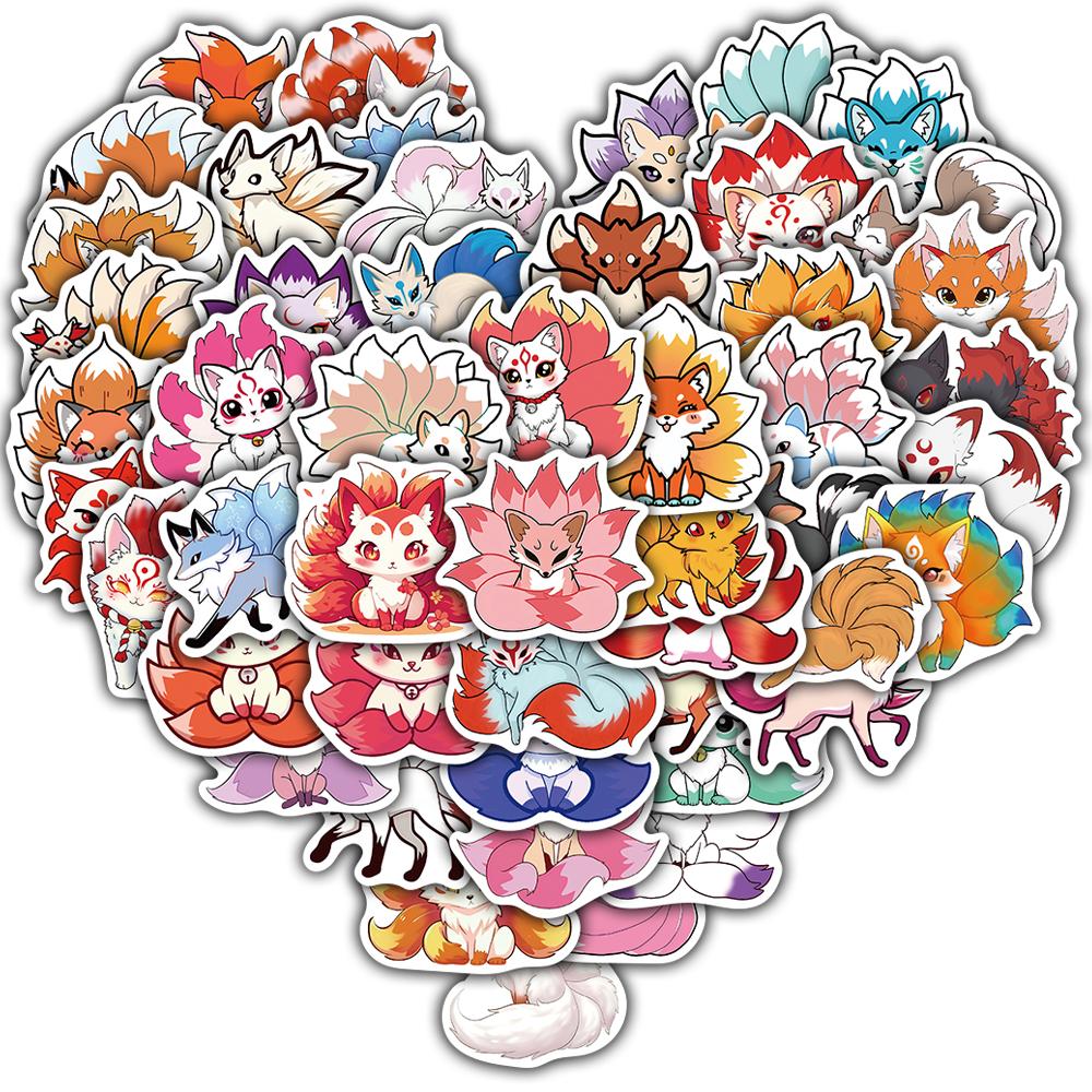 

50PCS Nine Tailed fox Sticker Cartoon Aesthetic Decompression Y2K Fashion Coffee Laptop Luggage Waterproof Graduation Sticker