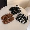 Leather Roman sandals women's summer new brown flat-bottomed versatile beach shoes cool slippers women
