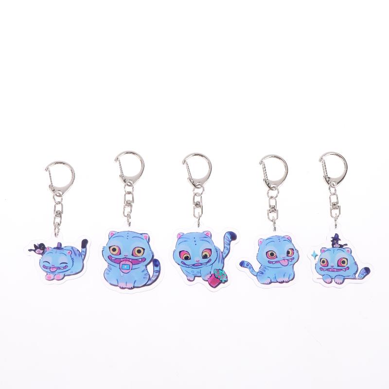 5Pcs Cartoon Huntrix Saja Boys Derpy Tiger Acrylic Keychains Ring Double-Sided Key Chain Jewelry Demon Hunters Love Gifts