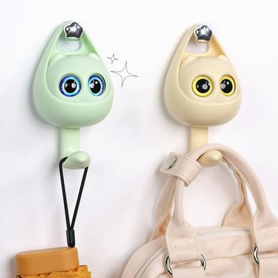 Yousheng 3Pcs Wall Hook Self-adhesive Cartoon Cat Shape Hook Strong Multi-purpose Hangers for Hats Backpacks Keys