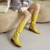 Fashion Autumn Winter Woman Boots Square Heel Knee-High Pointed Toe Patent Leather Boots Comfortable Low Heel Party Dress Dance Shoes