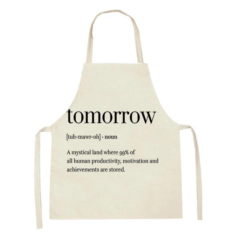 Tropical Plant Aprons for Women Men Sleeveless Kitchen Apron Letters Animal Pattern Pinafore Home Cooking Baking Cleaning Tools