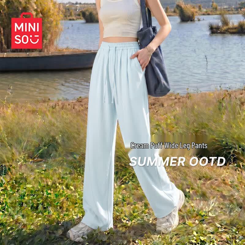 MINISO Women's Ice Silk Wide-Leg Casual Sports Pants