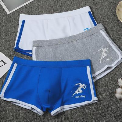 Men's Pure Cotton Printed Boxer Briefs - Breathable, Comfortable, Summer Thin Sports Underwear for Boys and Youth