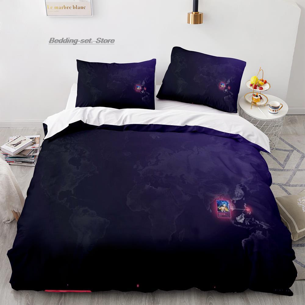 Gaming Valorant Bedding Set Single Twin Full Queen King Size Bed Set Aldult Kid Bedroom Duvetcover Sets 3D Print Anime 037