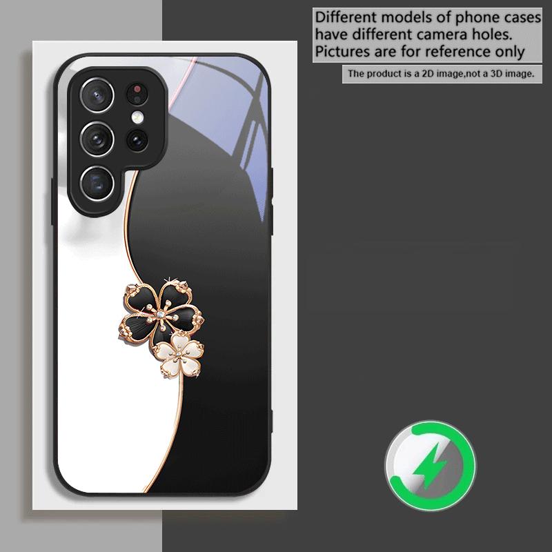 Lucky Four-leaf Clover For Samsung Galaxy S20 FE S21 22 23 Plus S24 Ultra S25 Edge S24Ultra 22Plus For Magsafe Glass Phone Casee
