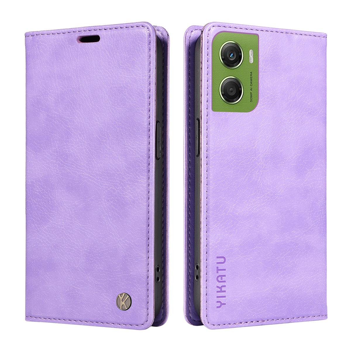 

For Motorola Moto G06 4G Wallet Case YIKATU YK-006 Magnetic Closure Leather Phone Cover Litchi Texture - Green