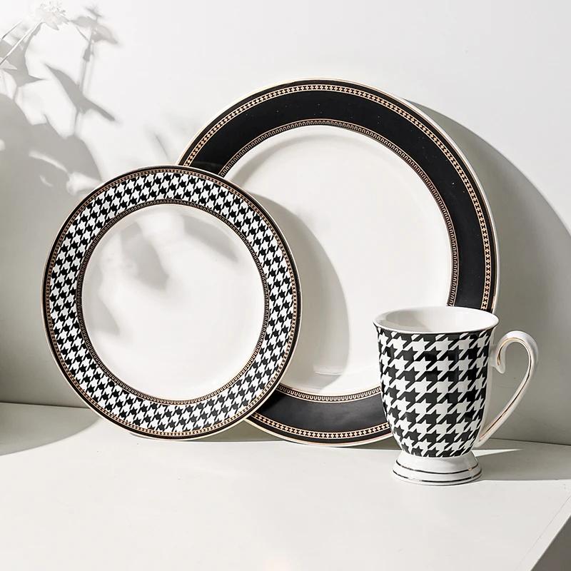 280ML Geometric Pattern Ceramic Mug Polka-dot Stripe Afternoon Tea Mug Living Room Decoration Household Mug Drinking Utensils