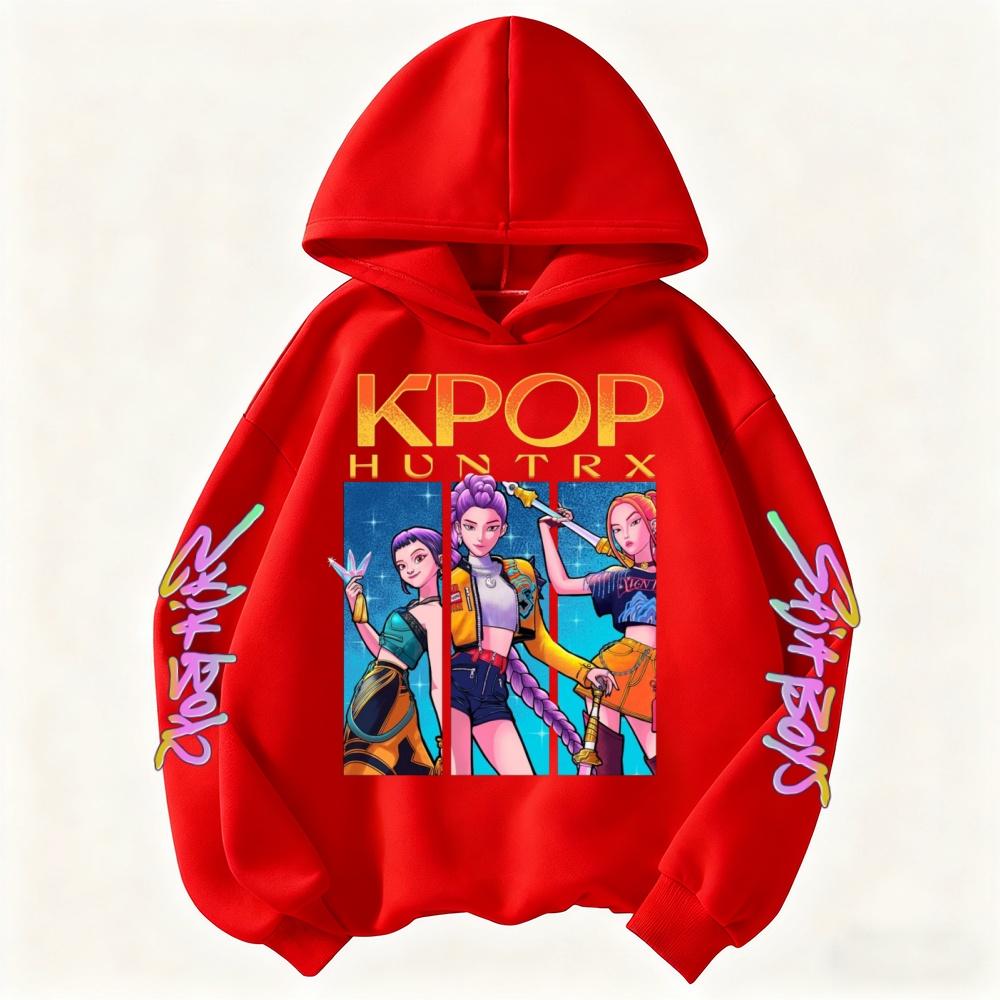 

2025 KPop Demon Hunter Cartoon Girls Boy Hooded Sweatshirt Warm Children s Korean Wave Fashion Casual Tops Casual Girls Clothin 100