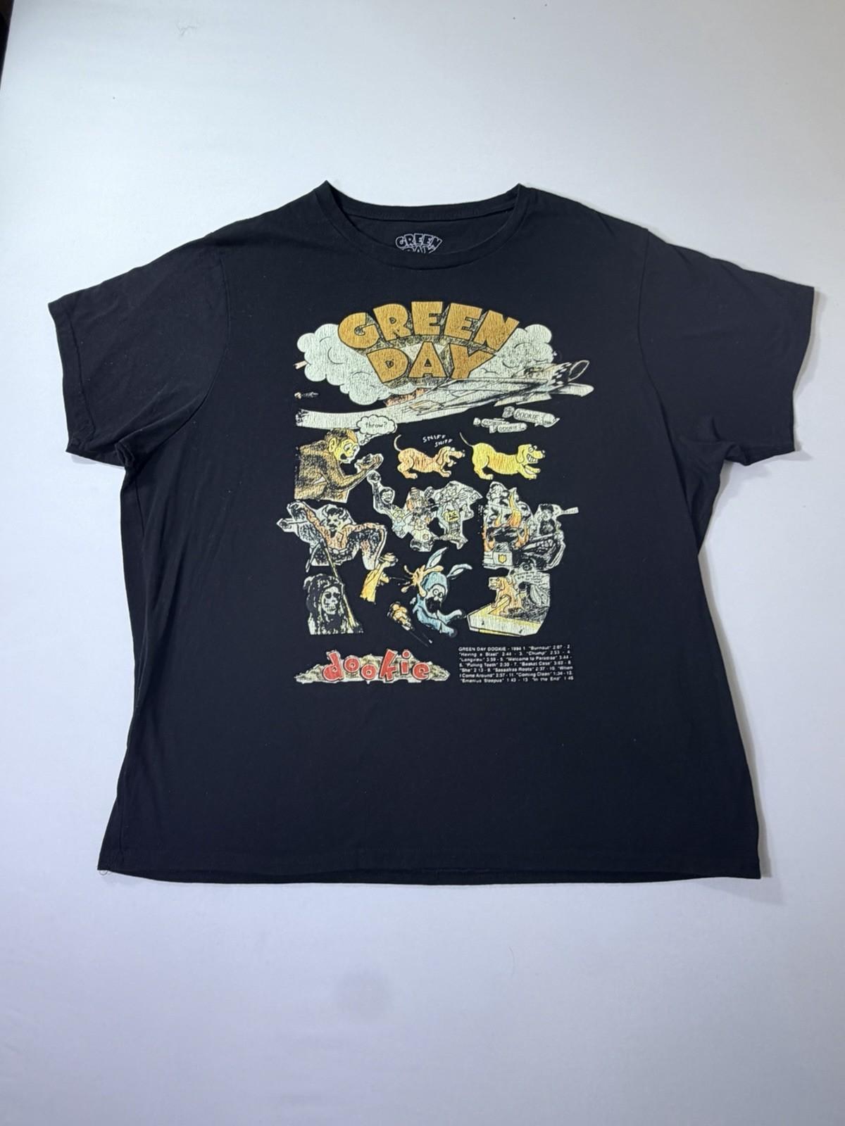 Mens Green Day T Shirt Dookie Size 2XL Black Unisex T-Shirt S