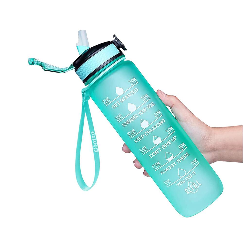 32 Oz Motivational Water Bottles with Times Marker To Drink and Straw Leakproof Drinking Sports Mug for Fitness, Gym & Outdoo