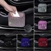 Rhinestone Car Trash Can - Flip-Top Hanging Interior Storage Bin