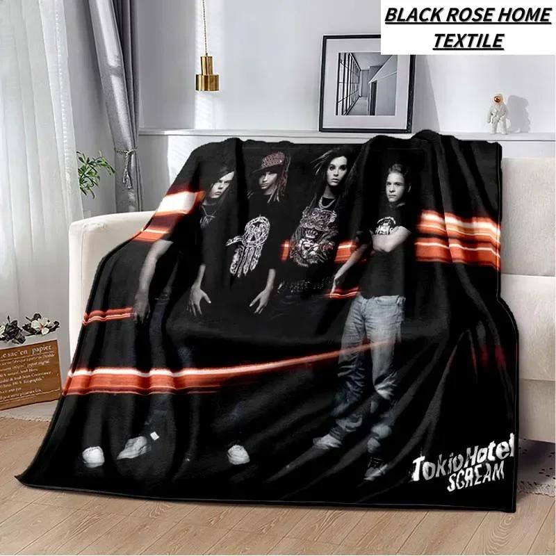 Coperta Artistica di Moda Tokio Hotel Rock Band Lenzuolo di Lusso per Camera da Letto Coperta Calda per Viaggi all'Aperto Campeggio Picnic Pausa Pranzo