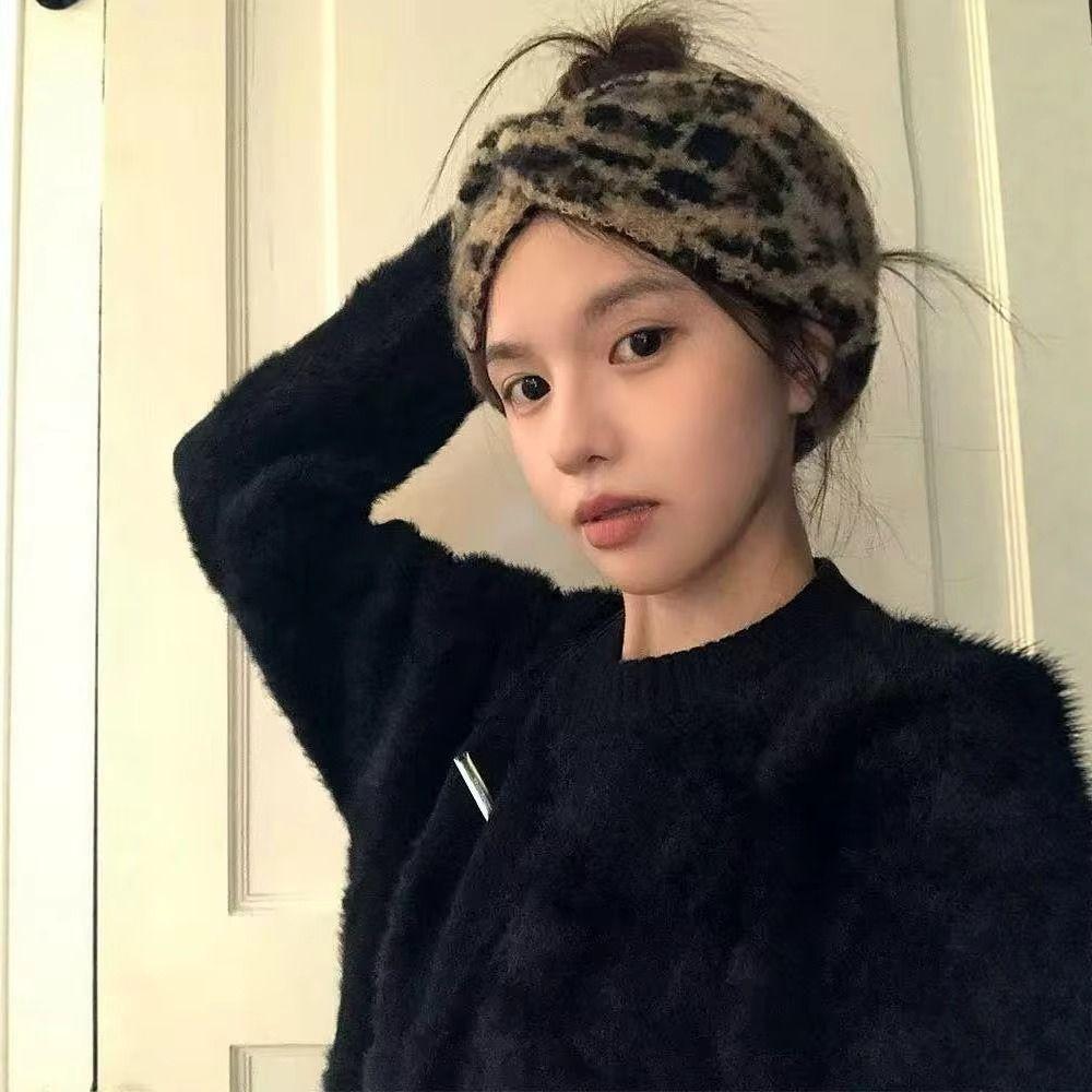 Soft Cross Headband High Elasticity Turban Headwrap Leopard Print Headband  Winter Season