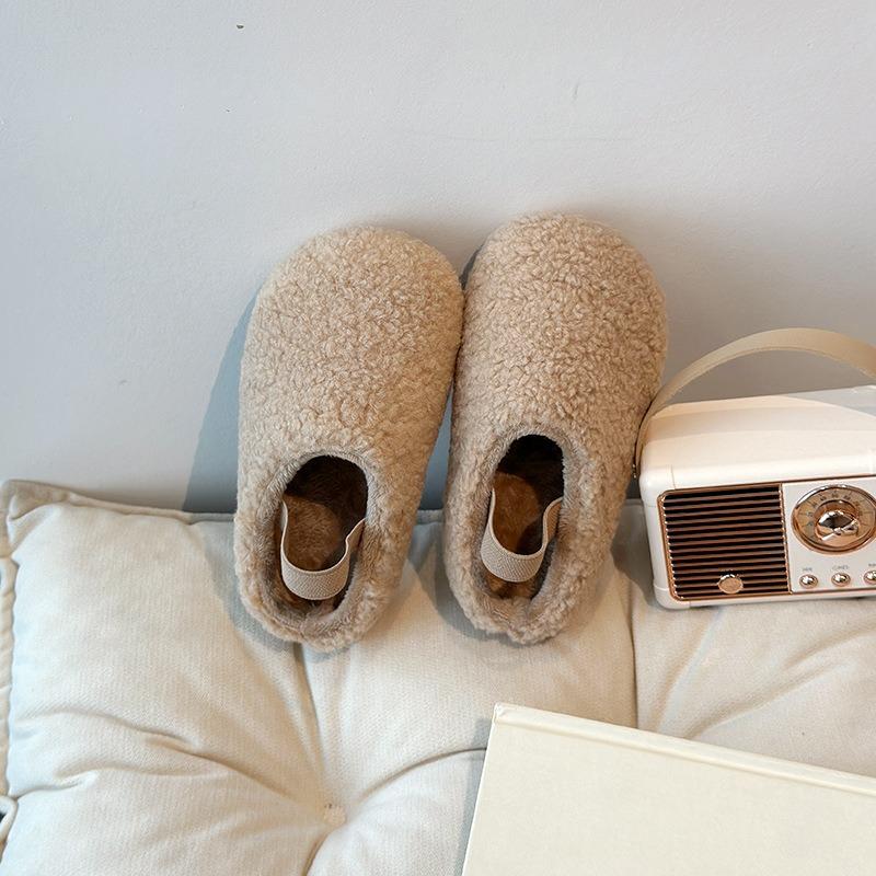 Children's Cotton Slippers Fleece Plush Shoes Girls Cotton Shoes New One-pedal Slippers Baby Classmate