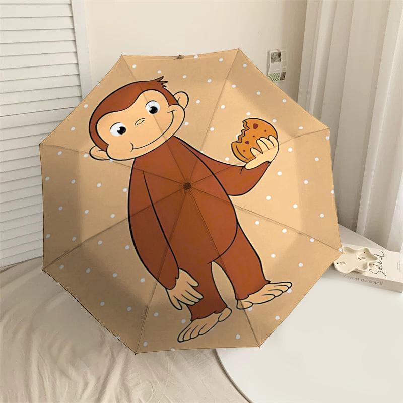 

1PC Curious George cookie Umbrella-8-Rib Reinforced, Automatic Open, Lightweight & Durable, Cute Fashion Accessory for Outdoor-Y0347