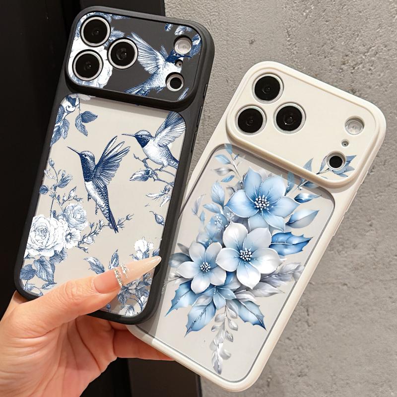 White Flowers Print Case For iPhone 17 Pro Max For iPhone 16 15 14 13 Pro Max Luxury Hybrid TPU+PC Clear Back Hard Cover