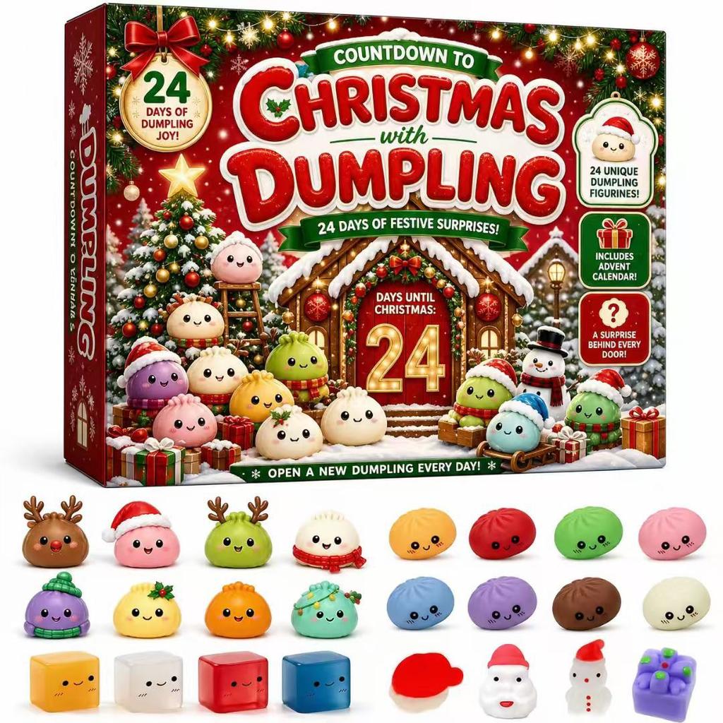 2026 Stress Relief Squishy Toy Set - Christmas Blind Box Slow Rising Bun Fidget Toy, Soft Squeeze Anxiety Relief Gift