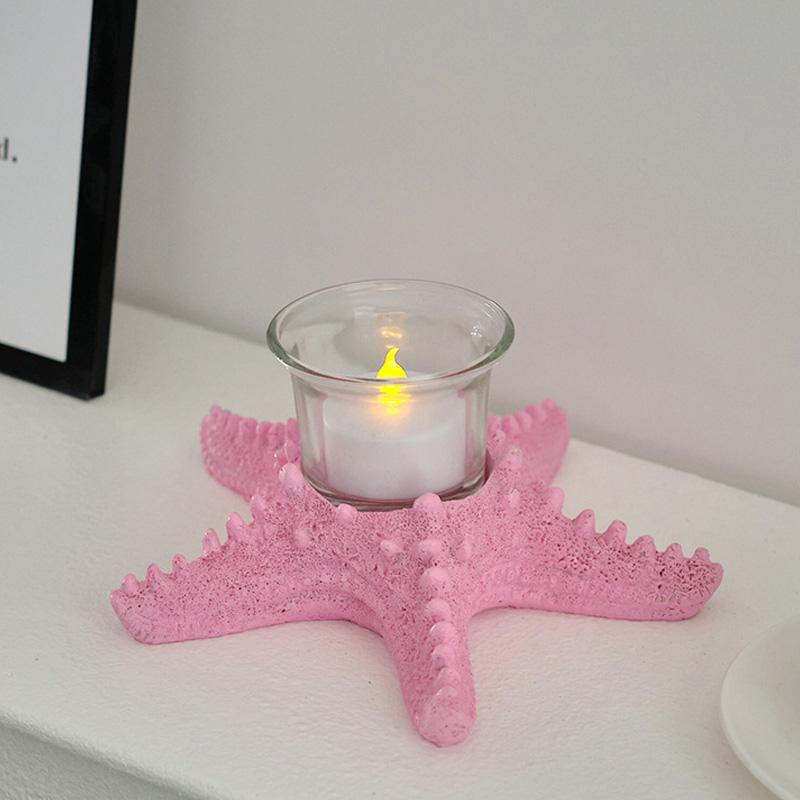 1Pc Sea Star Statue Tealight Resin Holiday Beach Creative Tabletop Decorative Candle Holder Starfish