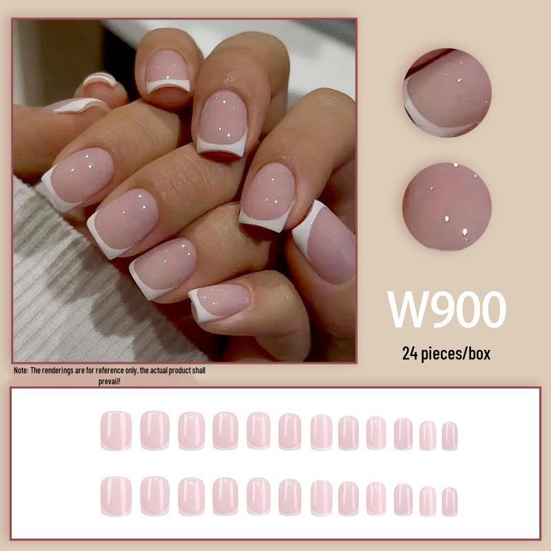 Pink Short Cute Simple False Nails - European & American Style