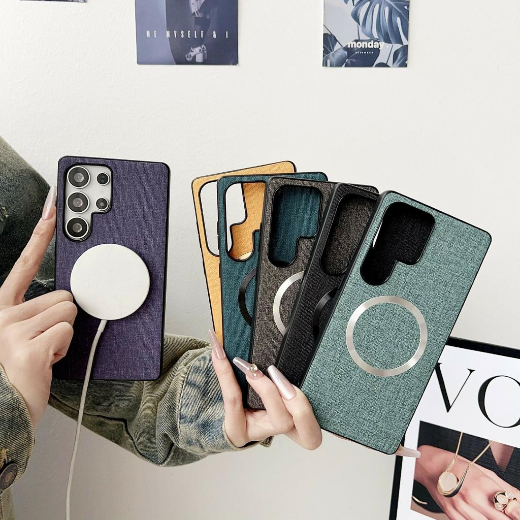 For Samsung Galaxy S26 Ultra Magnetic Case Drop-Proof TPU + Cloth Back Phone Cover